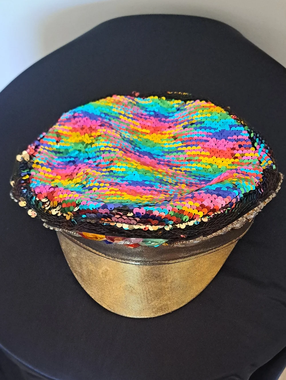 Sequin Captain Hat Embellished Multicolor Sequin Women's Cap